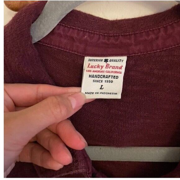 Lucky Brand Men’s Polos Large Set Of 2 Short Sleeve Shirts Gray Burgundy Pockets - Picture 3 of 10